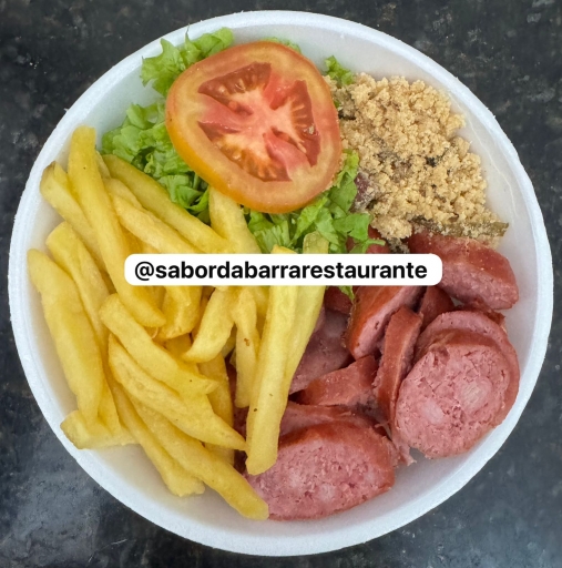 502- Linguiça Churras- Arroz,feijão,farofa,fritas e Salada