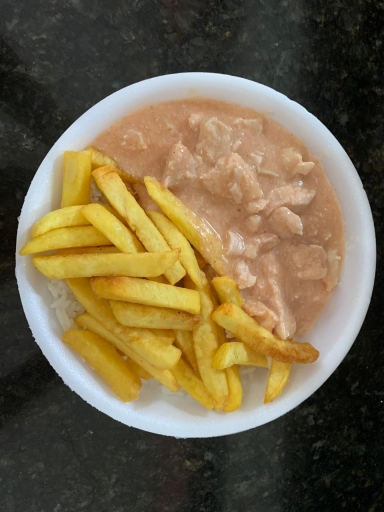 248 *mini* Strogonoff de Frango- Arroz e Fritas