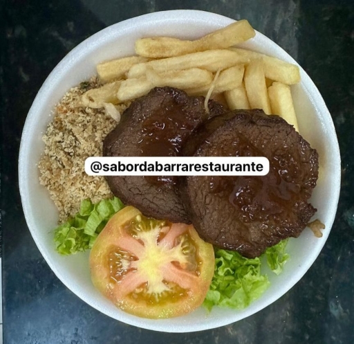 300 Carne Assada - Arroz, Feijão, Farofa, Fritas e Salada