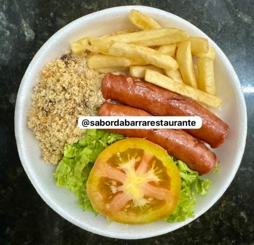 503- Linguiça Fina - Arroz, Feijão, Farofa, Fritas e Salada