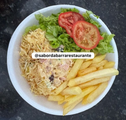 Frango Cremoso-Arroz,fritas e Salada