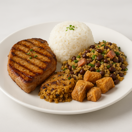 Pernil Grelhado Com Arroz, Feijão Tropeiro e Torresmo