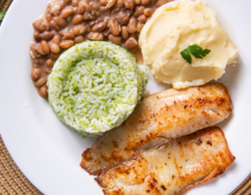 Tilapia A Dore, Pure de Batatas e Arroz