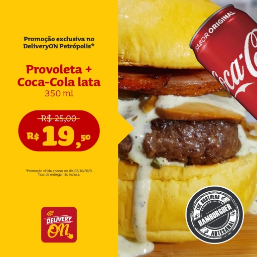 Provoleta Burguer + Coca-Cola Lata 350ML