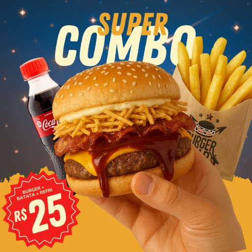 Super Combo - P. Grill Bacon 140G + Batata P + Coca 200ML