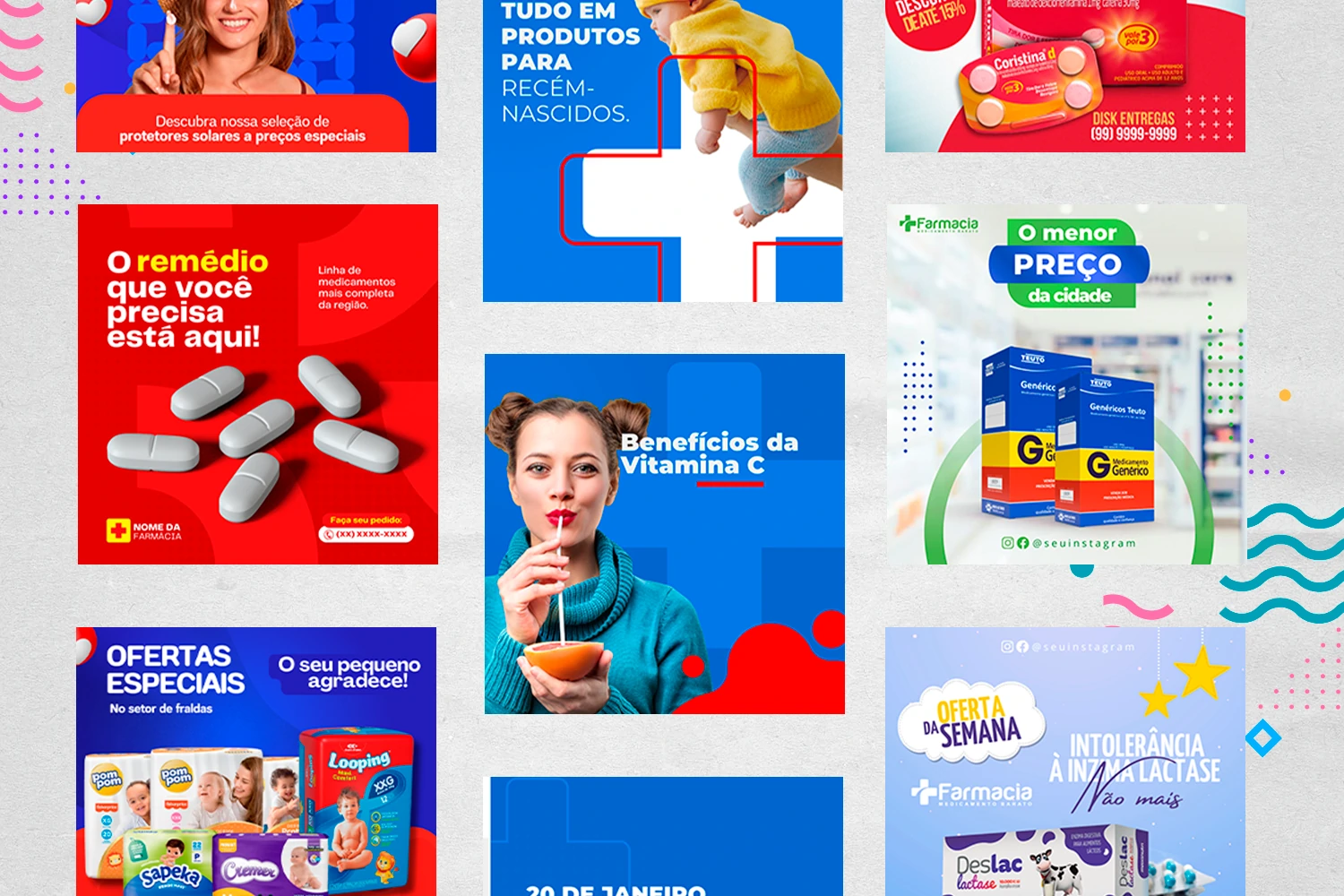 Kit de Social Media - Posts Prontos para Farmácia - Drogaria no Canva ...