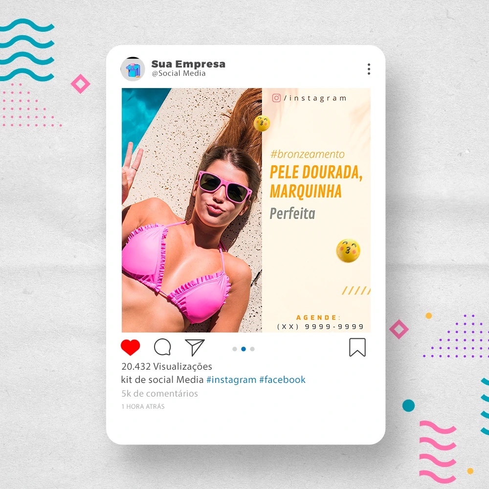 Kit de Social Media - Posts Prontos para Bronzeamento Artificial no Canva  com Legendas - Digishopy