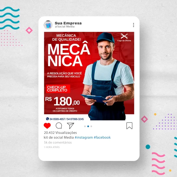 Kit de Social Media - Posts Prontos para  Oficina Mecânica – Auto Peças no Canva com Legendas - Imagem 18