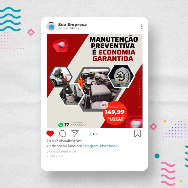 Kit de Social Media - Posts Prontos para  Oficina Mecânica – Auto Peças no Canva com Legendas - Imagem 17