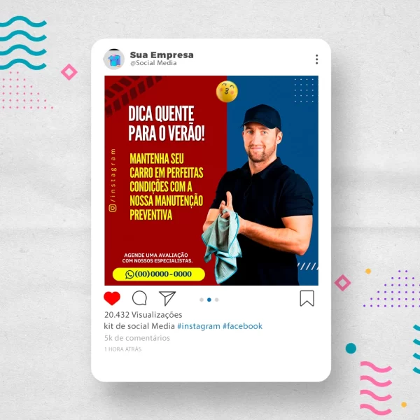 Kit de Social Media - Posts Prontos para  Oficina Mecânica – Auto Peças no Canva com Legendas - Imagem 6