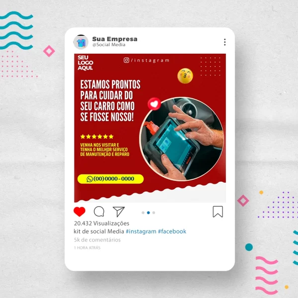 Kit de Social Media - Posts Prontos para  Oficina Mecânica – Auto Peças no Canva com Legendas - Imagem 13