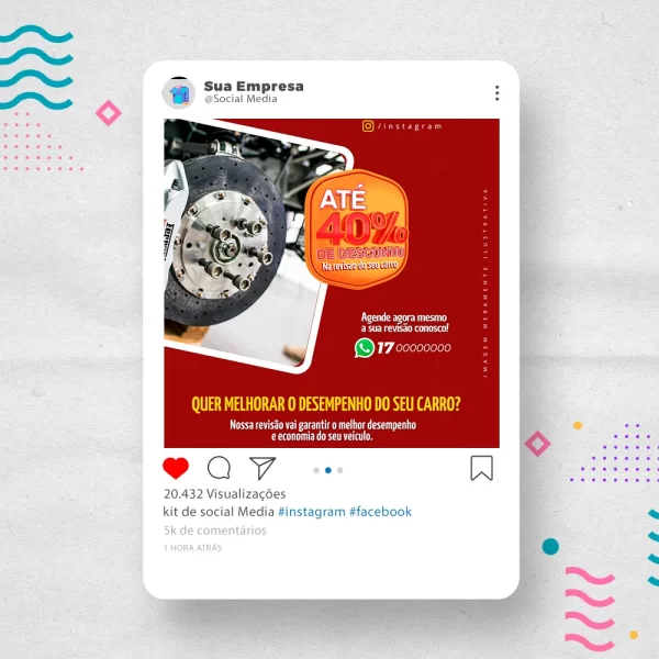 Kit de Social Media - Posts Prontos para  Oficina Mecânica – Auto Peças no Canva com Legendas - Imagem 34