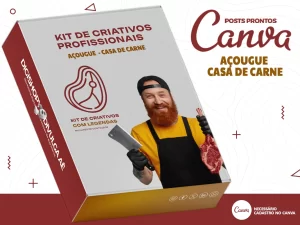 Kit de Social Media - Posts Prontos para Açougue – Casa de Carne   no Canva com Legendas