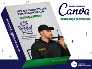 Kit de Social Media - Posts Prontos para Segurança Eletrônica no Canva com Legendas