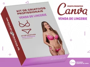 Kit de Social Media - Posts Prontos para Venda de Lingerie e Roupa Íntima no Canva com Legendas