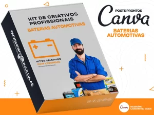 Kit de Social Media - Posts Prontos para Revendas de Baterias Automotivas no Canva com Legendas