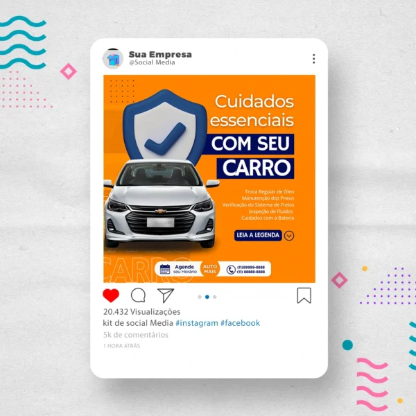 Kit de Social Media - Posts Prontos para  Oficina Mecânica – Auto Peças no Canva com Legendas - Imagem 2