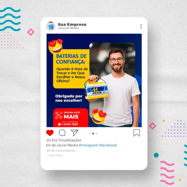 Kit de Social Media - Posts Prontos para  Oficina Mecânica – Auto Peças no Canva com Legendas - Imagem 3
