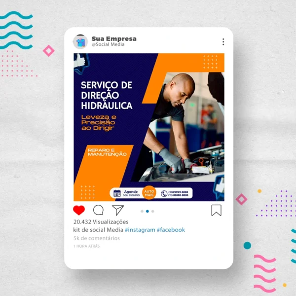 Kit de Social Media - Posts Prontos para  Oficina Mecânica – Auto Peças no Canva com Legendas - Imagem 23