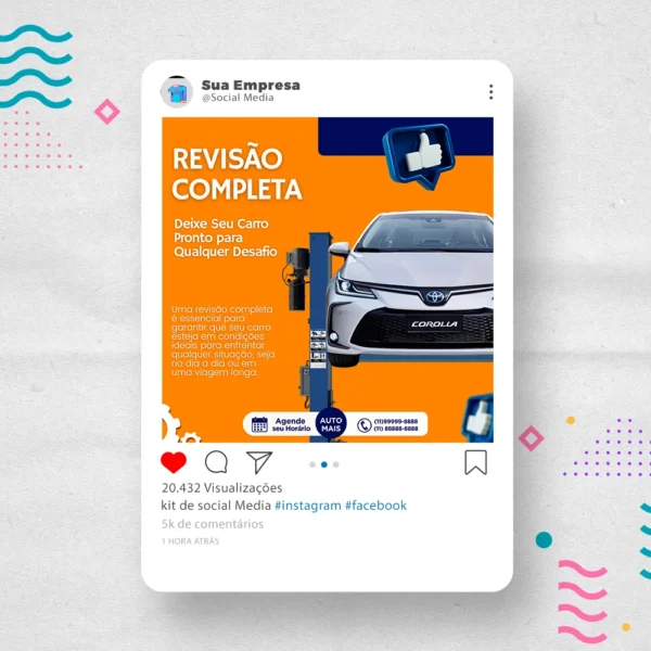 Kit de Social Media - Posts Prontos para  Oficina Mecânica – Auto Peças no Canva com Legendas - Imagem 5