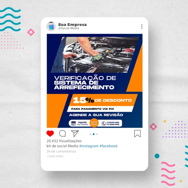 Kit de Social Media - Posts Prontos para  Oficina Mecânica – Auto Peças no Canva com Legendas - Imagem 8