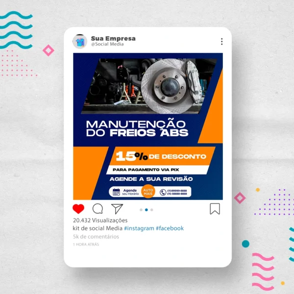 Kit de Social Media - Posts Prontos para  Oficina Mecânica – Auto Peças no Canva com Legendas - Imagem 7