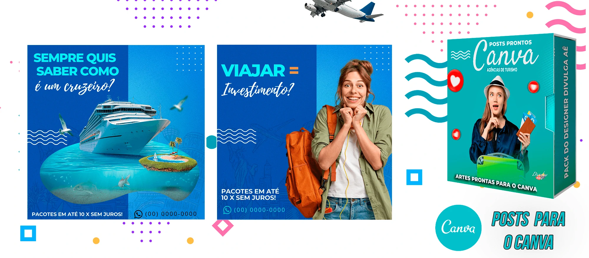 Pack de Posts Prontos para o Canva - Agência de Turismo e Viagens + Legendas - Imagem 22