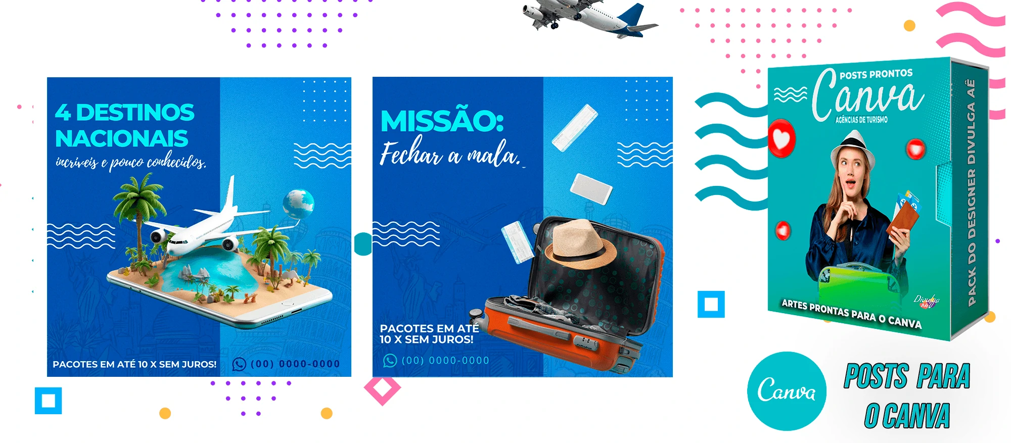 Pack de Posts Prontos para o Canva - Agência de Turismo e Viagens + Legendas - Imagem 18