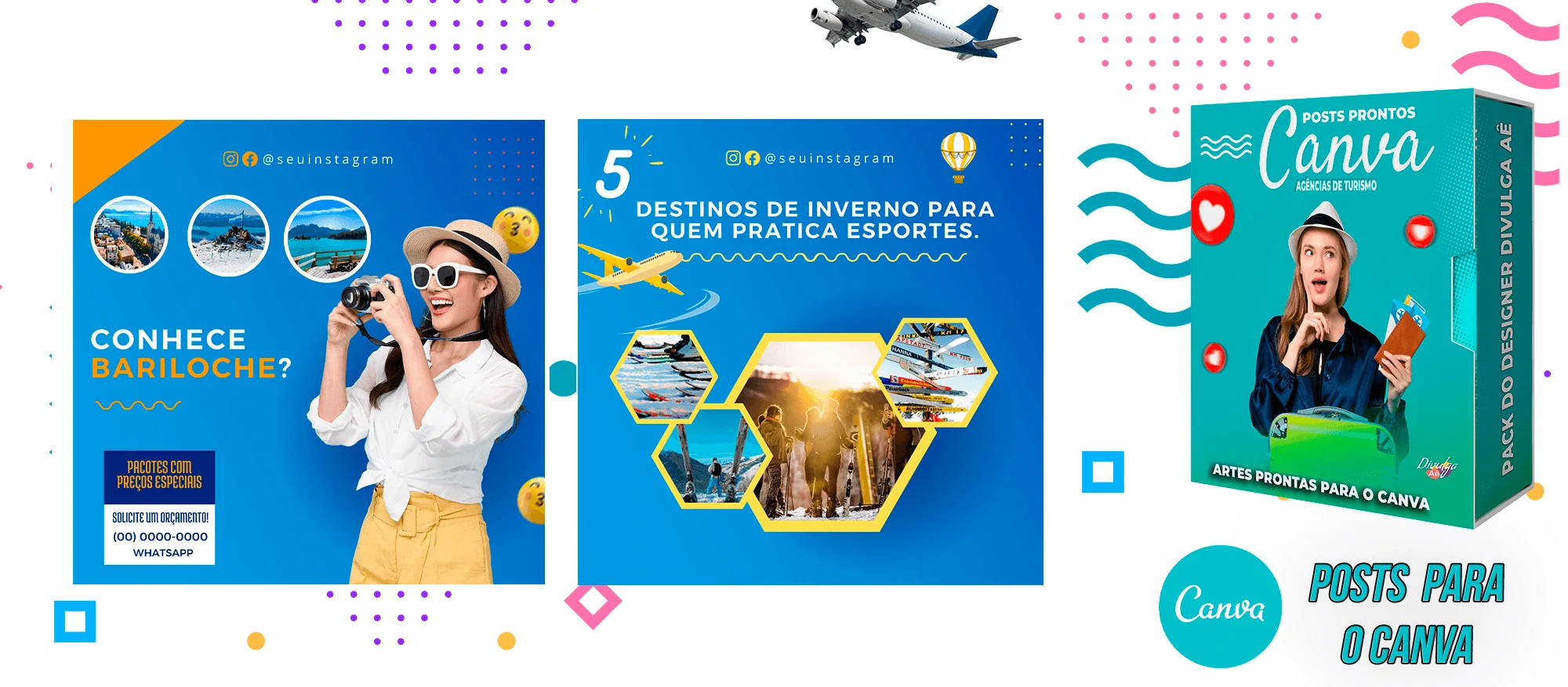Pack de Posts Prontos para o Canva - Agência de Turismo e Viagens + Legendas - Imagem 3