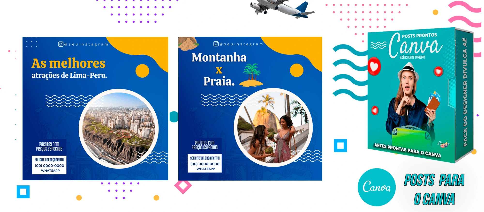 Pack de Posts Prontos para o Canva - Agência de Turismo e Viagens + Legendas - Imagem 12