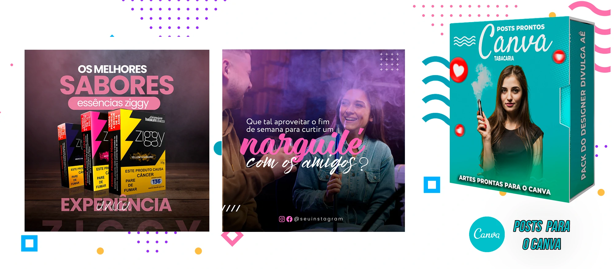 Pack de Posts Prontos com Legendas para o Canva - Tabacaria - Pods - Vape e Narguilé - Imagem 3