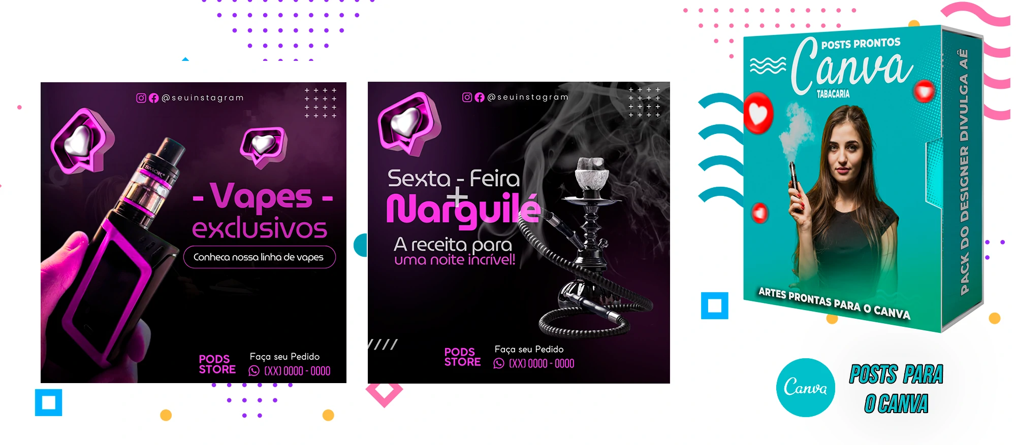 Pack de Posts Prontos com Legendas para o Canva - Tabacaria - Pods - Vape e Narguilé - Imagem 20