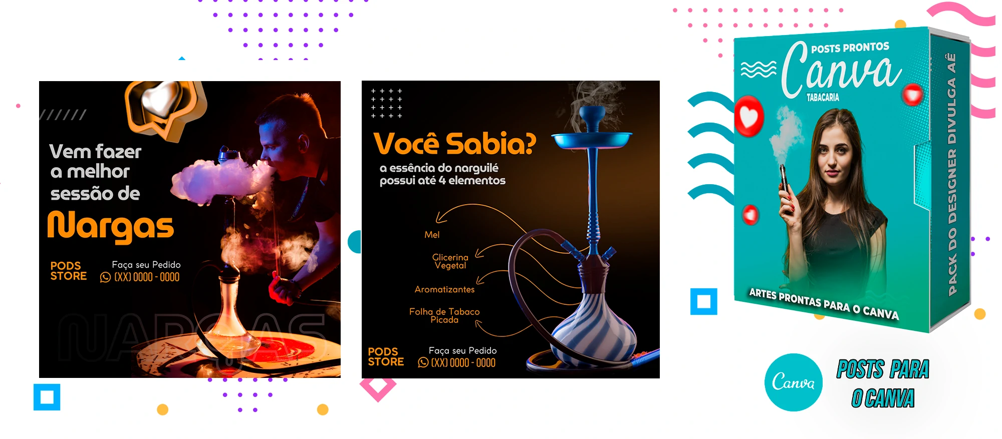 Pack de Posts Prontos com Legendas para o Canva - Tabacaria - Pods - Vape e Narguilé - Imagem 15