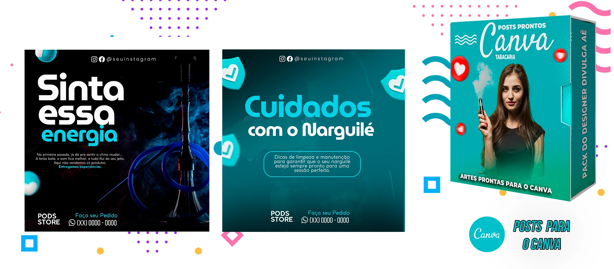 Pack de Posts Prontos com Legendas para o Canva - Tabacaria - Pods - Vape e Narguilé - Imagem 4