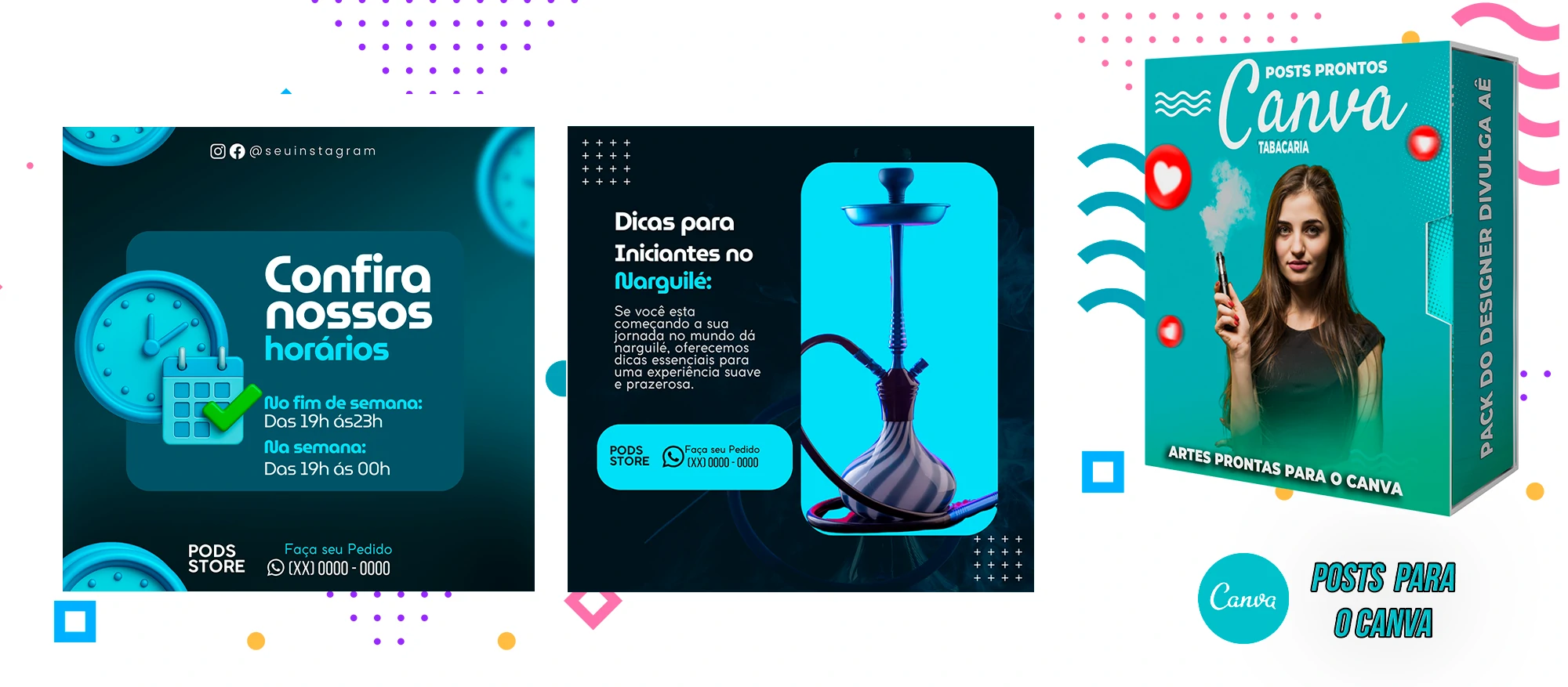 Pack de Posts Prontos com Legendas para o Canva - Tabacaria - Pods - Vape e Narguilé - Imagem 7