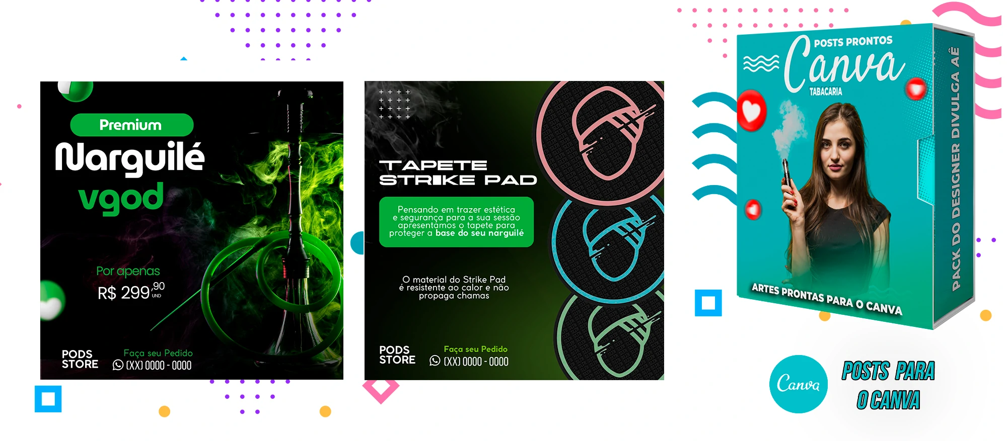 Pack de Posts Prontos com Legendas para o Canva - Tabacaria - Pods - Vape e Narguilé - Imagem 11