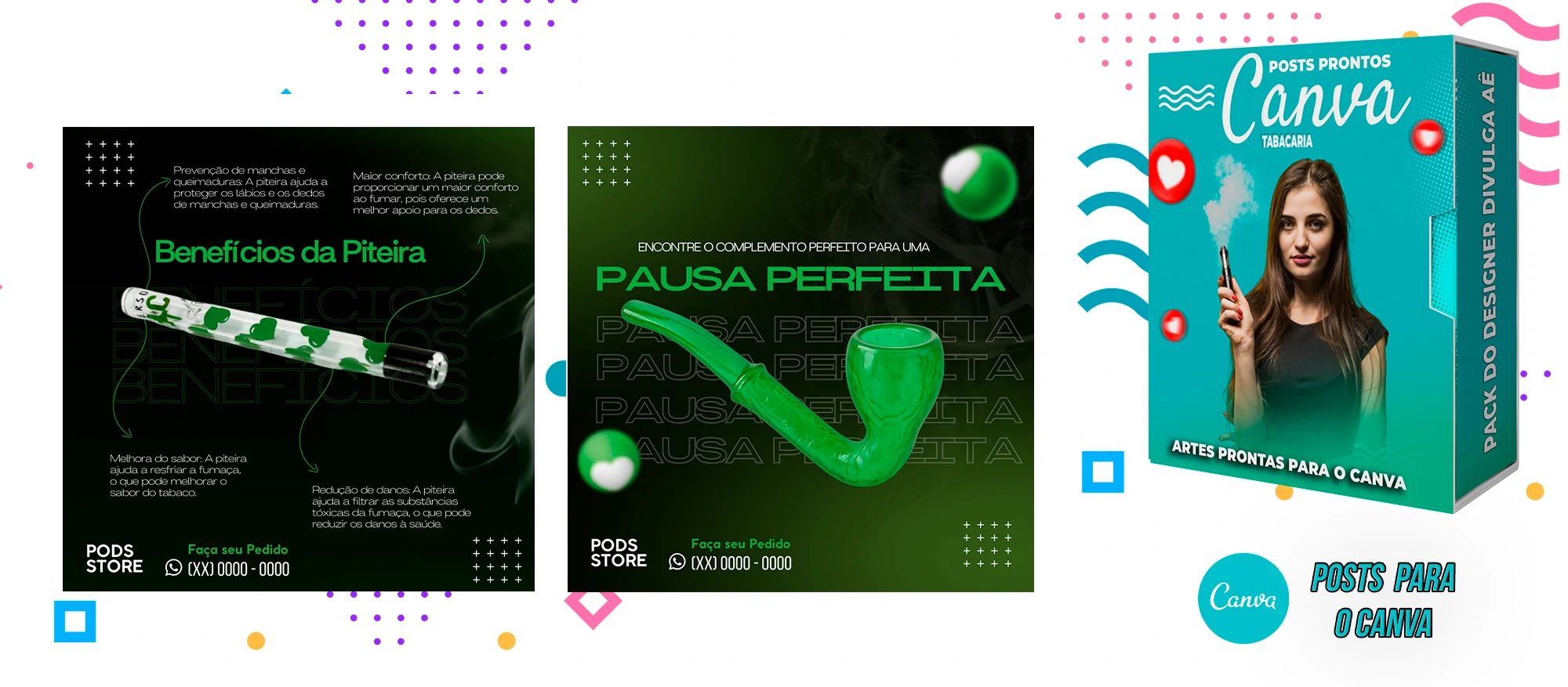 Pack de Posts Prontos com Legendas para o Canva - Tabacaria - Pods - Vape e Narguilé - Imagem 18
