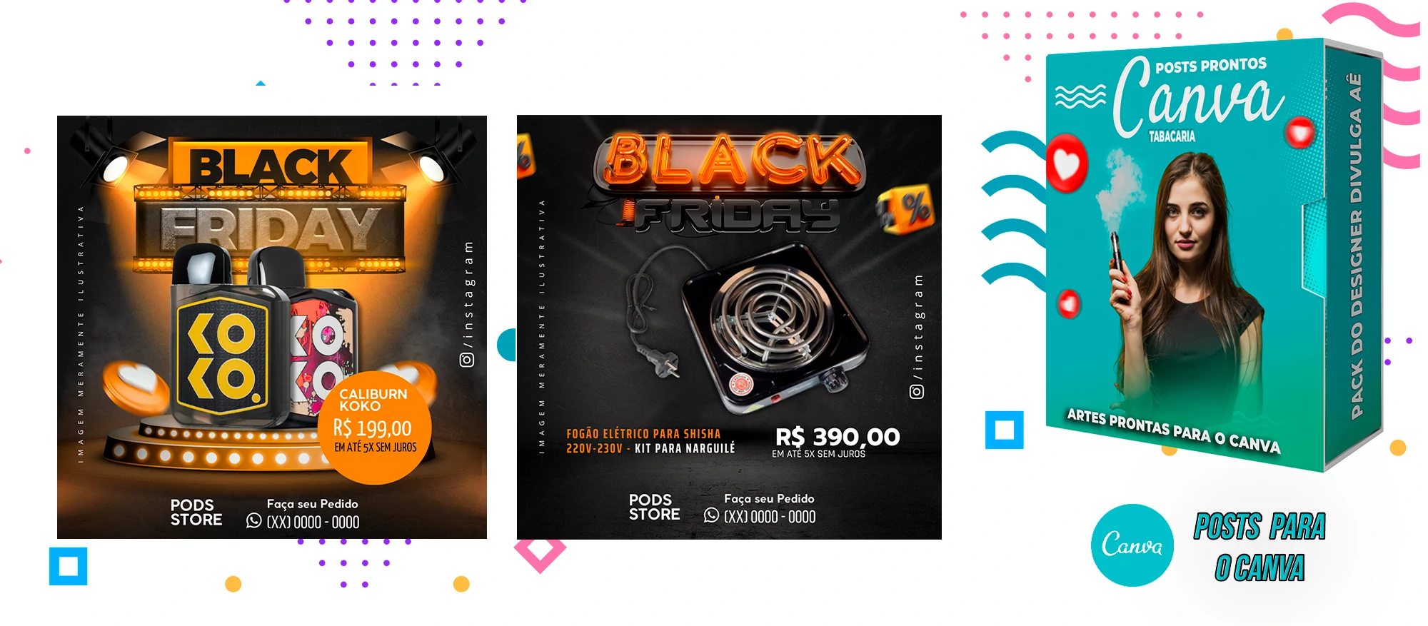 Pack de Posts Prontos com Legendas para o Canva - Tabacaria - Pods - Vape e Narguilé - Imagem 8