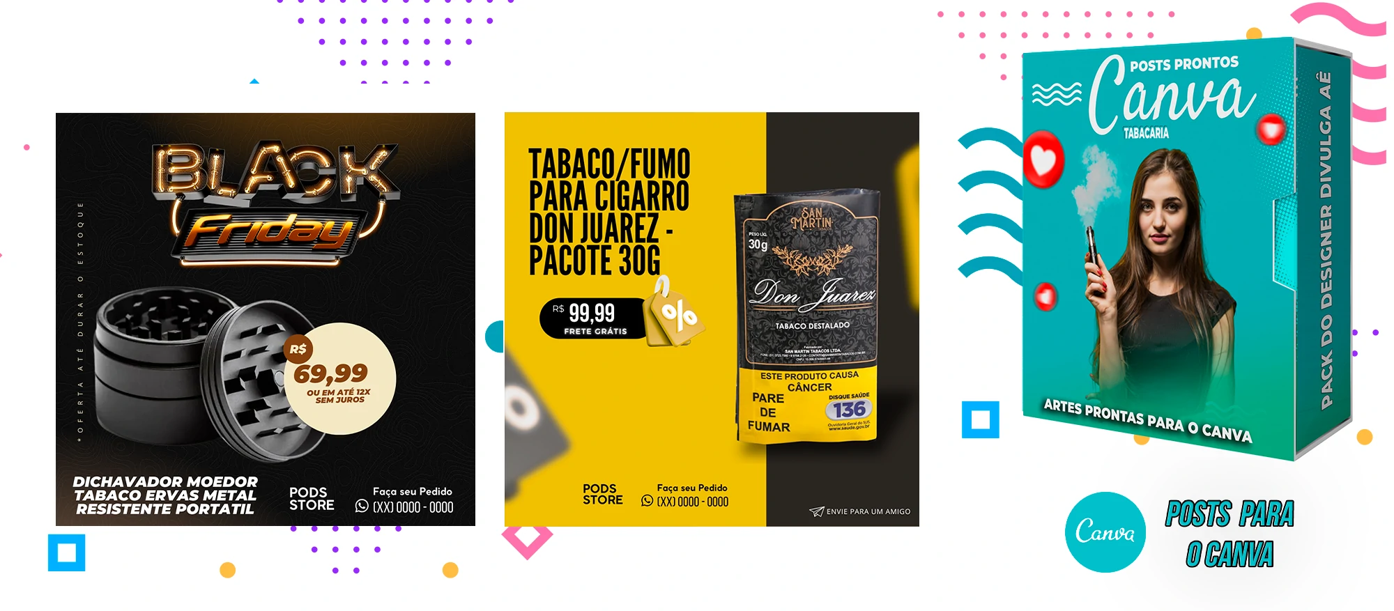 Pack de Posts Prontos com Legendas para o Canva - Tabacaria - Pods - Vape e Narguilé - Imagem 5