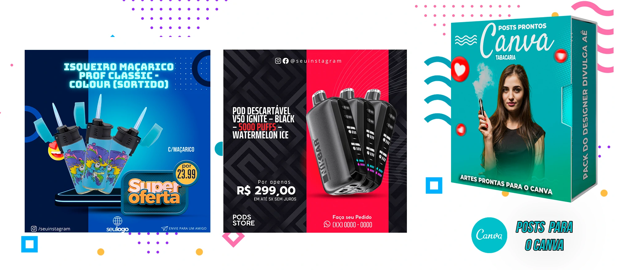 Pack de Posts Prontos com Legendas para o Canva - Tabacaria - Pods - Vape e Narguilé - Imagem 19
