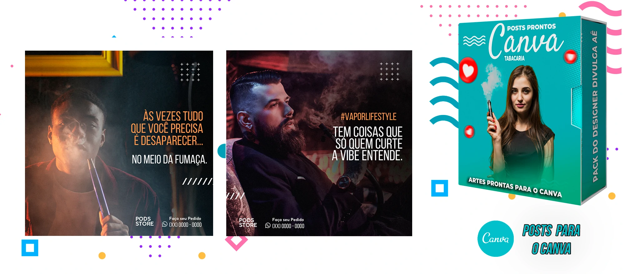 Pack de Posts Prontos com Legendas para o Canva - Tabacaria - Pods - Vape e Narguilé - Imagem 25