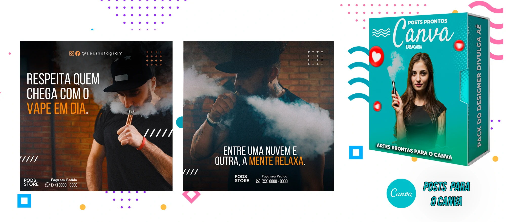 Pack de Posts Prontos com Legendas para o Canva - Tabacaria - Pods - Vape e Narguilé - Imagem 23