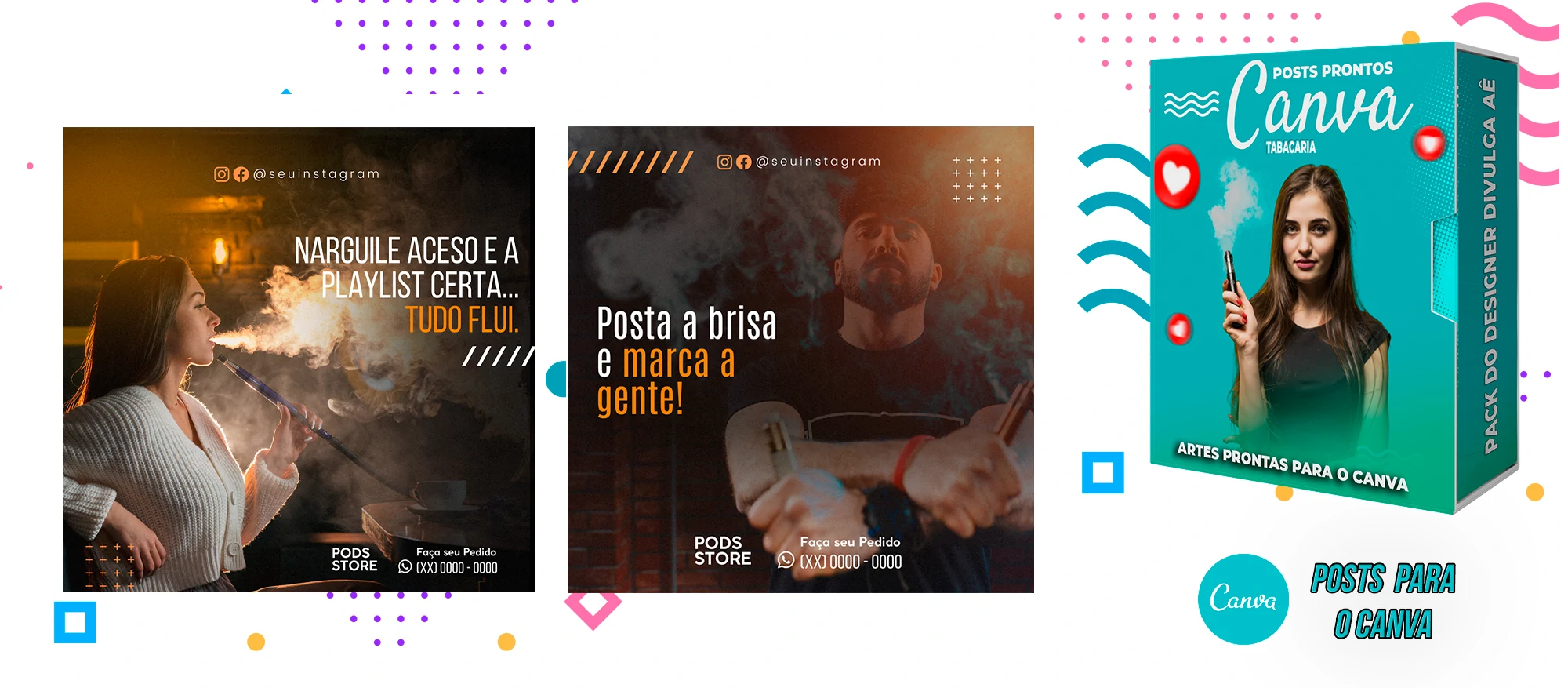 Pack de Posts Prontos com Legendas para o Canva - Tabacaria - Pods - Vape e Narguilé - Imagem 22