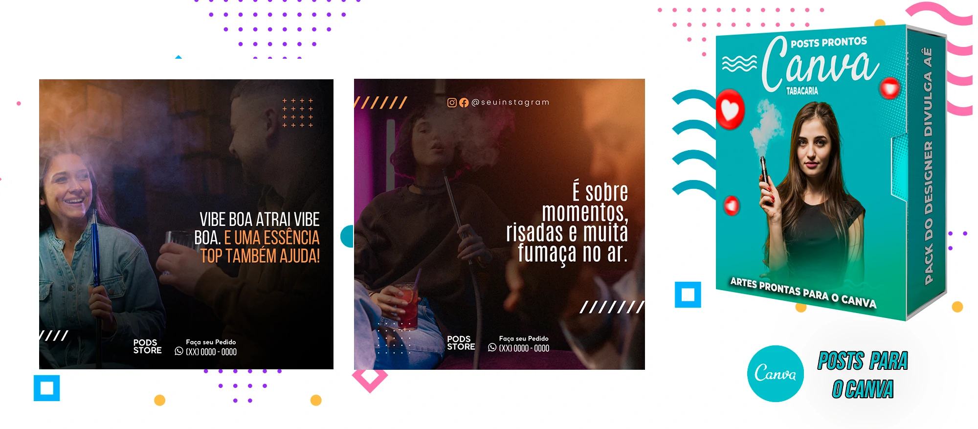 Pack de Posts Prontos com Legendas para o Canva - Tabacaria - Pods - Vape e Narguilé - Imagem 24