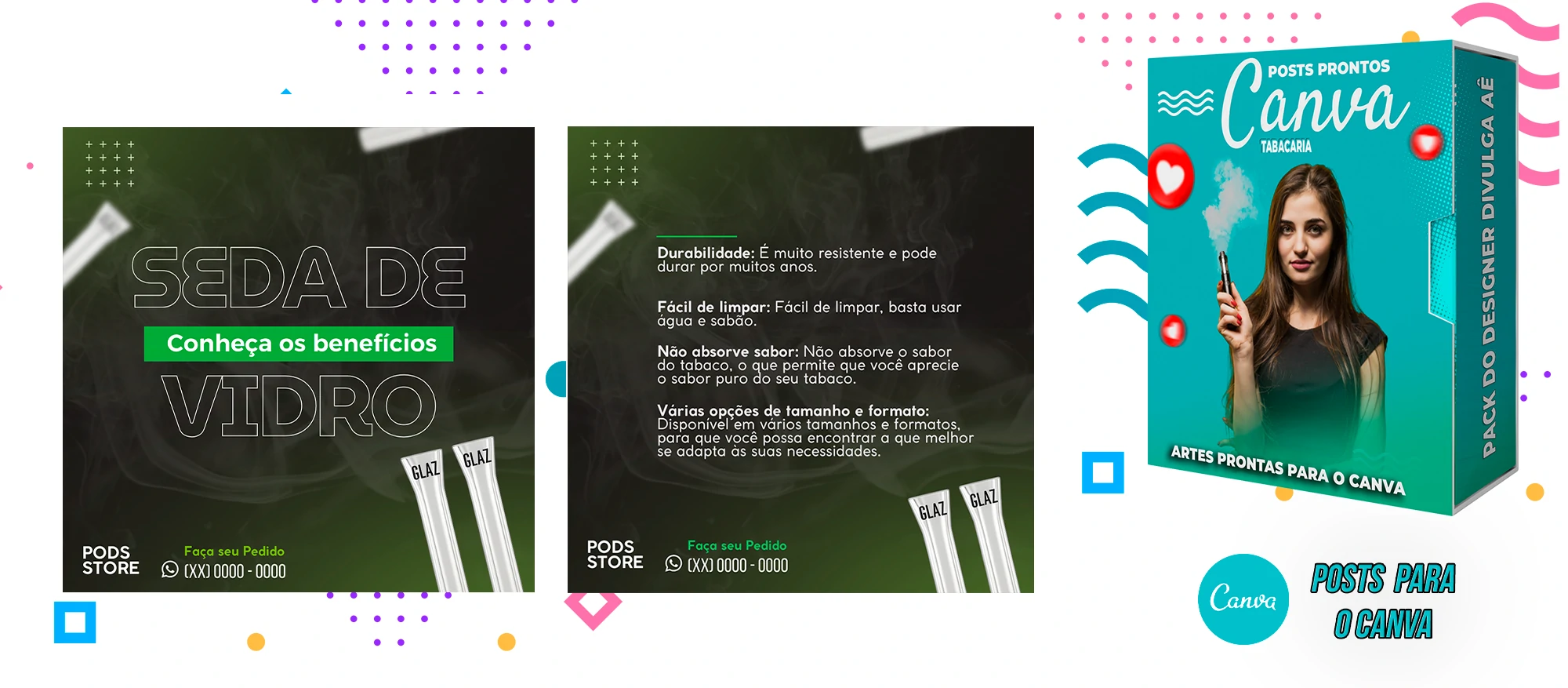 Pack de Posts Prontos com Legendas para o Canva - Tabacaria - Pods - Vape e Narguilé - Imagem 12