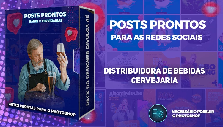 Pack de Posts Prontos - Distribuidora de Bebidas e Bares no Photoshop