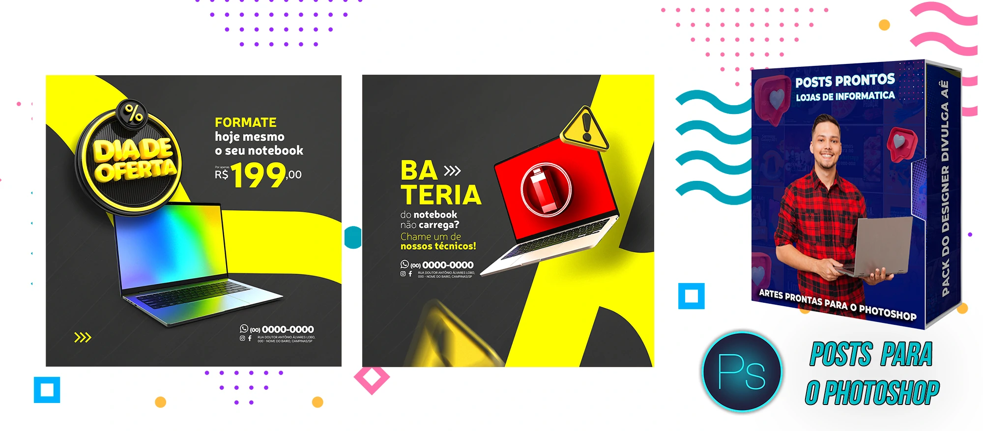 Pack de Posts Editáveis - Lojas de Informática - Empresas de T.I no Photoshop - Imagem 17