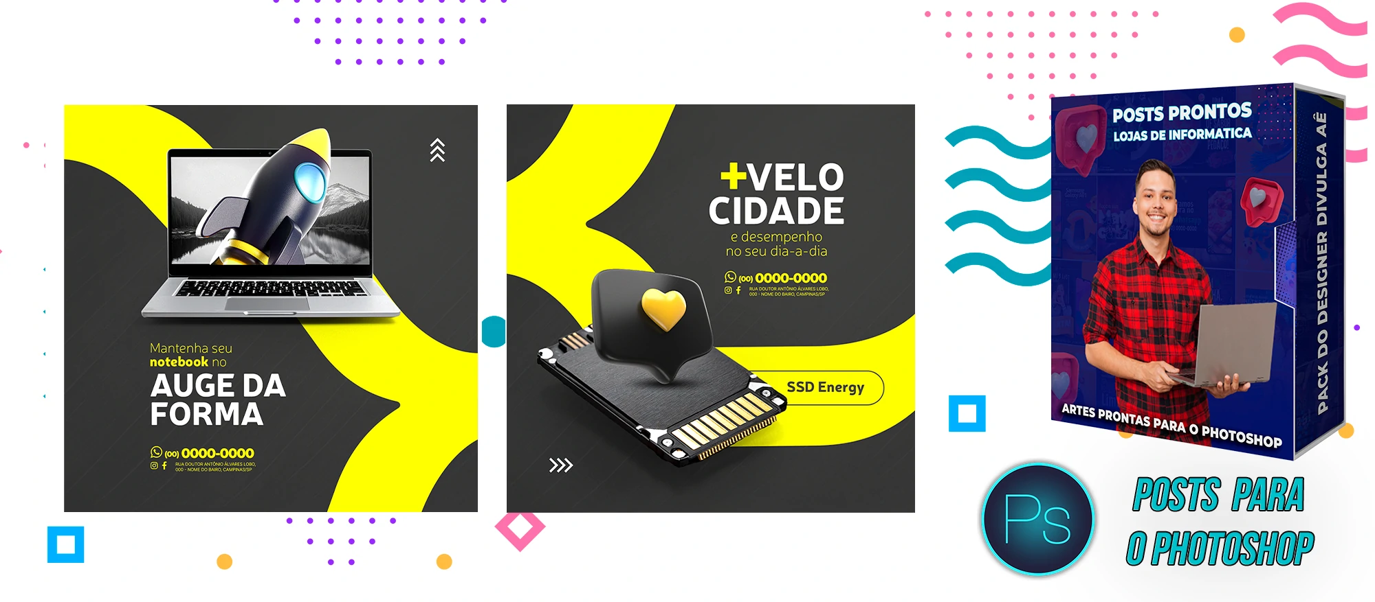 Pack de Posts Editáveis - Lojas de Informática - Empresas de T.I no Photoshop - Imagem 8