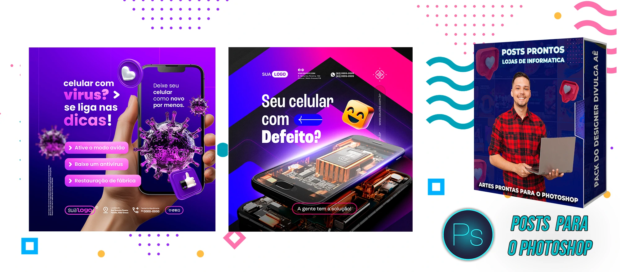 Pack de Posts Editáveis - Lojas de Informática - Empresas de T.I no Photoshop - Imagem 35