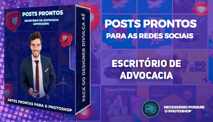 Pack de Posts Prontos com Legendas para Advocacia/Advogados no Photoshop